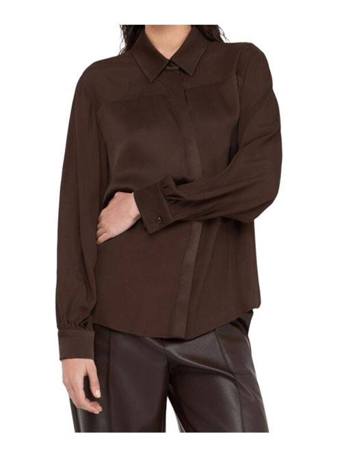 Camicia da donna in crêpe de chine color cioccolato LIU JO | MF5106-T257890915